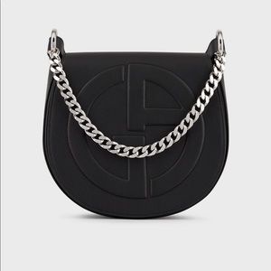 Giorgio Armani Leather Crossbody w Raised Logo RED